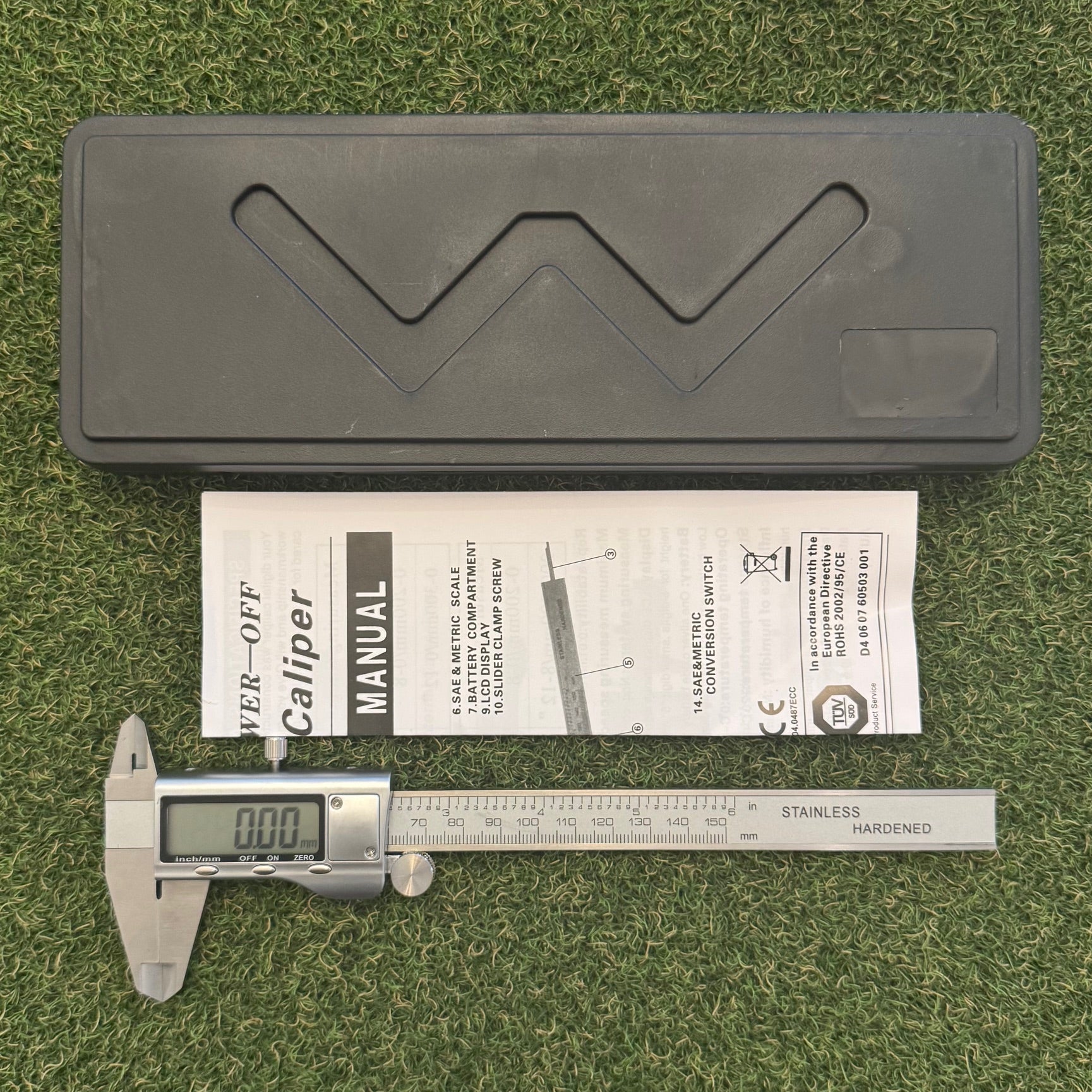 Digital Caliper Measuring Tool Stainless Steel LCD Display w/ Hard Case